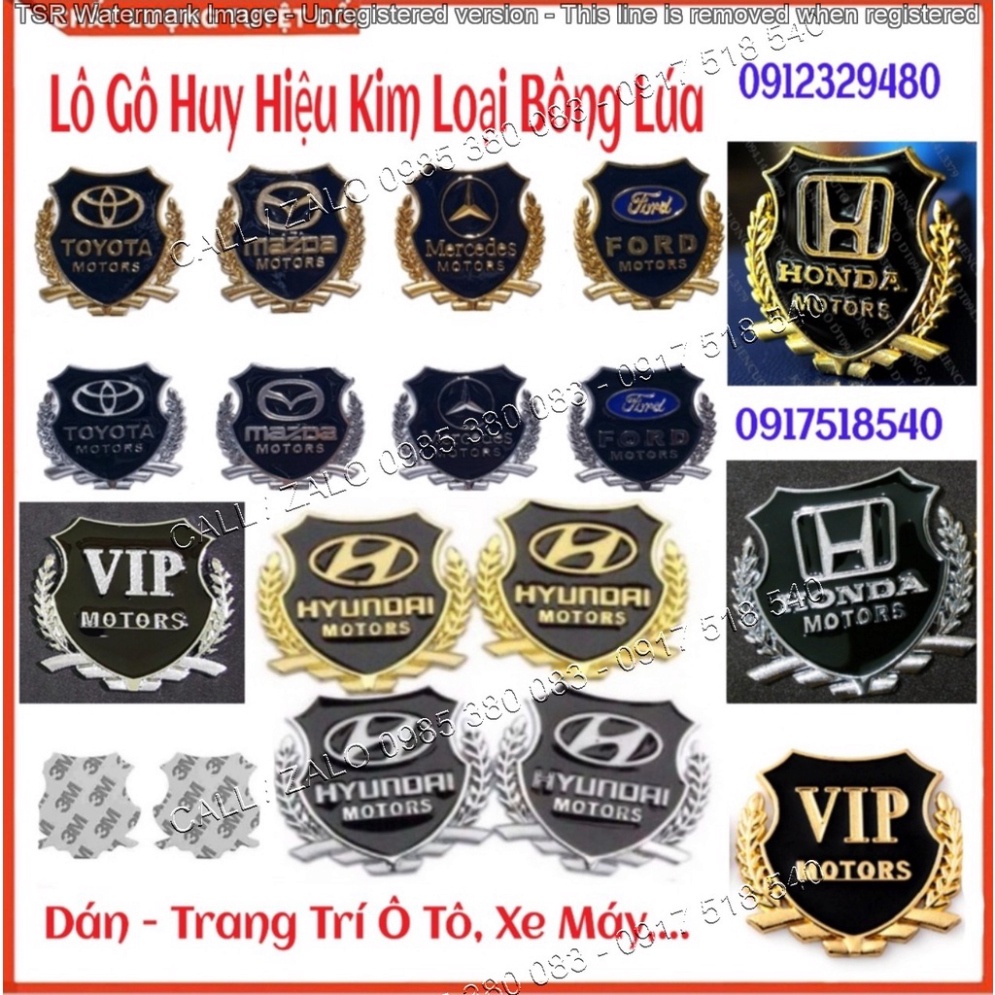 Logo Bông Lúa Theo Hãng Xe: Honda, Toyota, VIP, Mazda, Ford, Mercedes, Huyndai ... Thép Không Gỉ Mạ Màu (Ảnh Sp Thật)