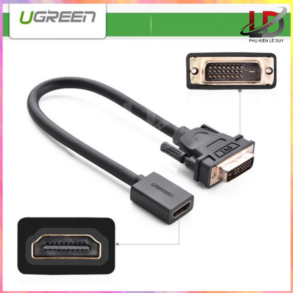 Cáp nối DVI (24+1) to HDMI chính hãng Ugreen 20118 [Free ship]
