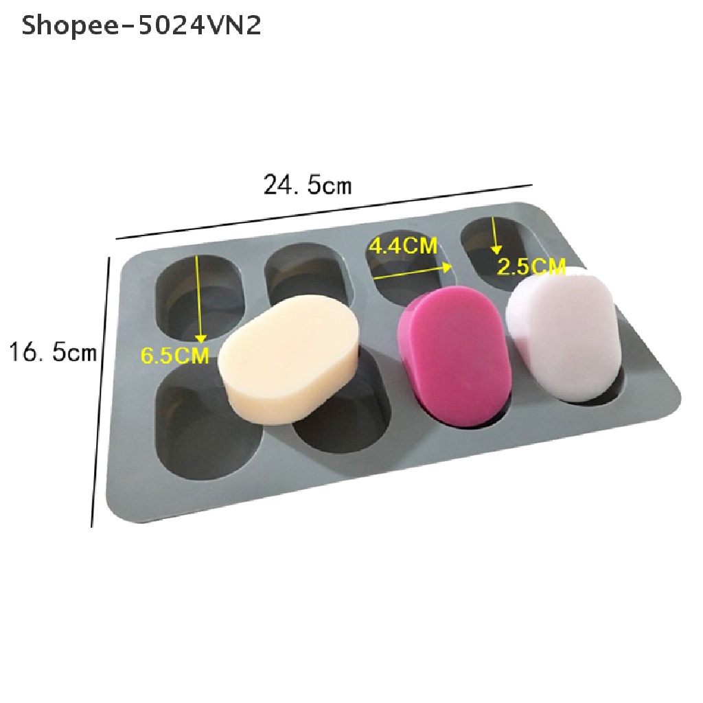 [&amp; Home &amp; living &amp;] Khuôn Silicone Làm Xà Phòng 8 Lỗ Hình Oval