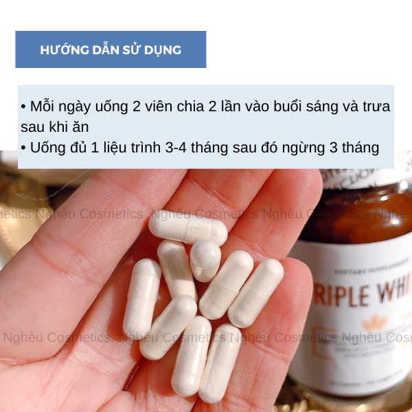 Viên Uống Trắng Da Chống Nắng Triple White Mẫu Mới Nhập Khẩu Chính Hãng