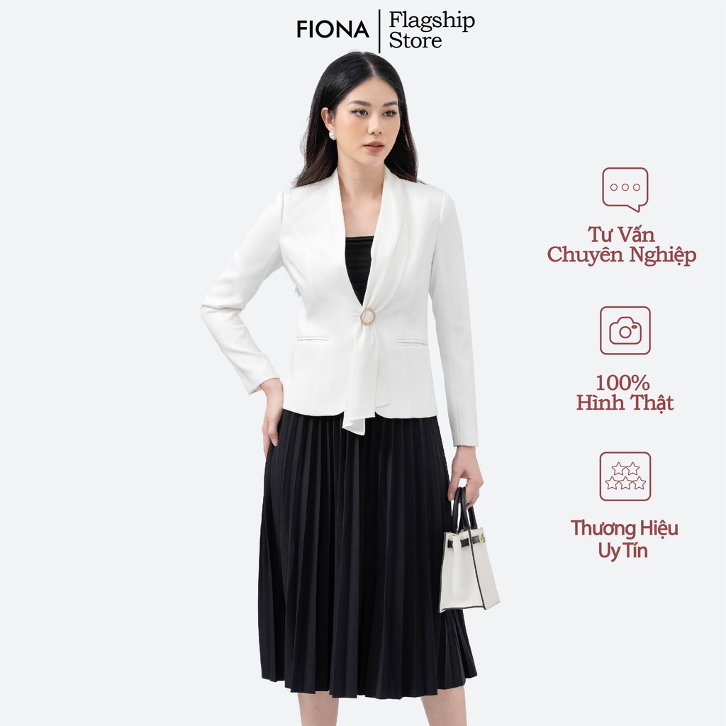 Áo vest nữ, áo vest công sở tà bong đính cài trang trí FIONA F651449