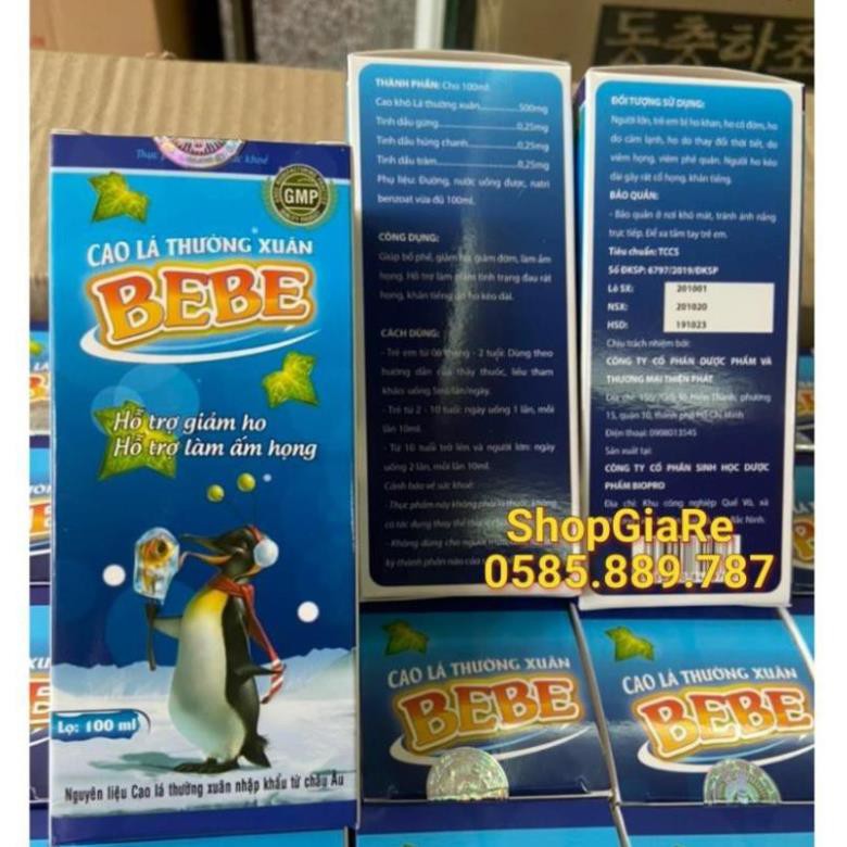 Cao Lá Thường Xuân Bebe  giảm ho, làm ấm họng, giảm viêm họng, giảm đờm, hết khò khòe