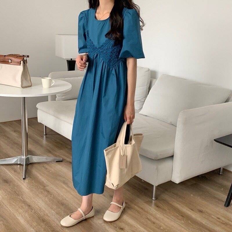 Đầm Nữ Phối Ren Hai Dây Thời Trang Thanh Lịch Cho Nữ