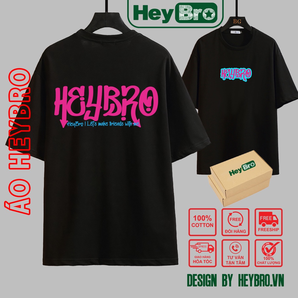 Áo thun HEYBRO, Áo phông nam nữ Oversize tay lỡ form rộng Local Brand thế hệ GenZ