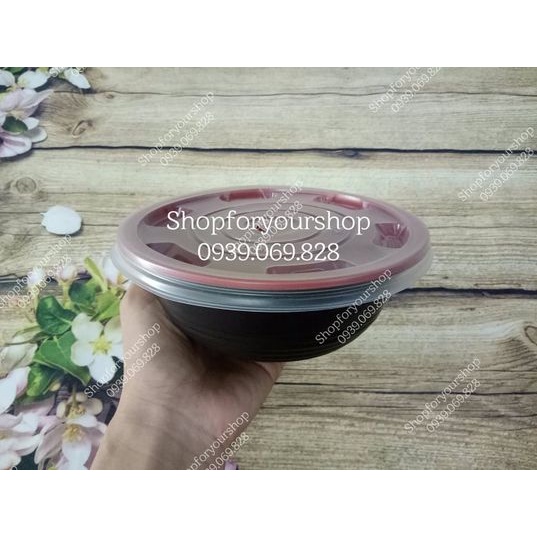 100 TÔ NHỰA ĐỎ ĐEN 600ml + NẮP
