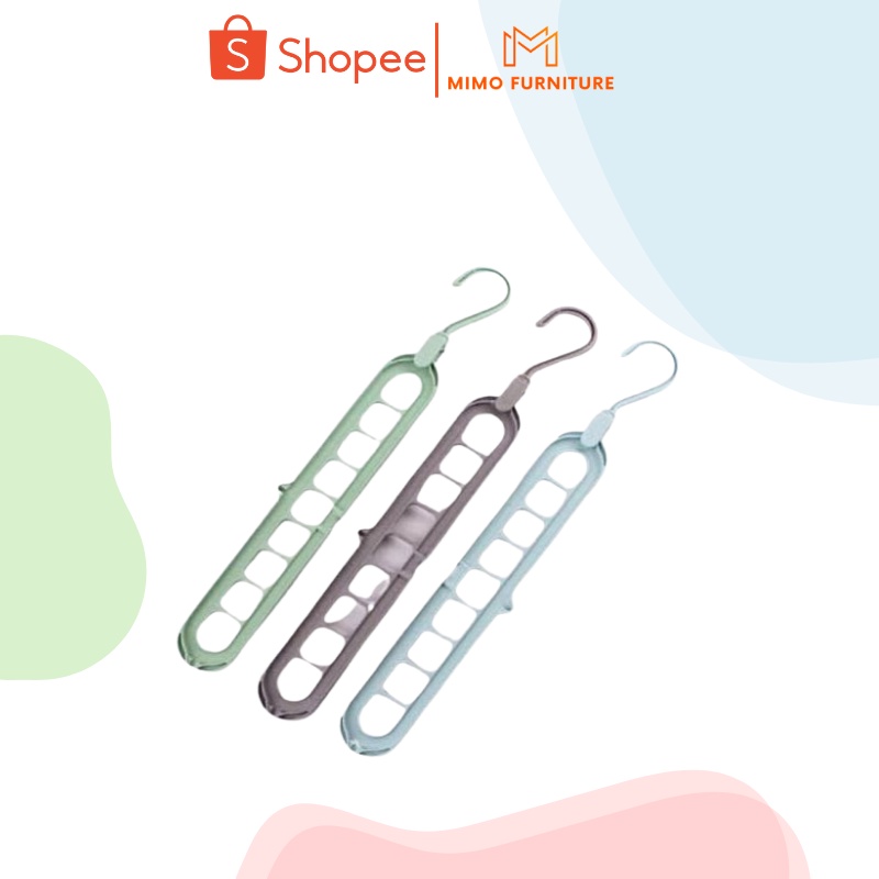 Móc Nhựa Phơi Đồ Treo Quần Áo BELLEVIE Thiết Kế 9 Lỗ Treo Xoay 360 Độ Thông Minh Tiết Kiệm Không Gian
