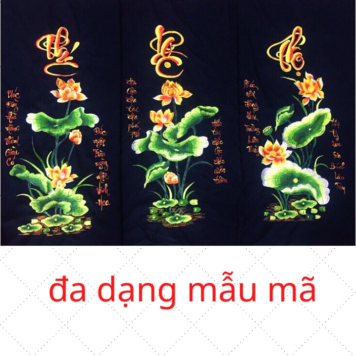 Tranh thêu phúc lộc thọ , một bộ 3 chữ phúc thọ lộc khung dạ cổ đã hoàn thiện  voi kích thước  là 54cm-84cm