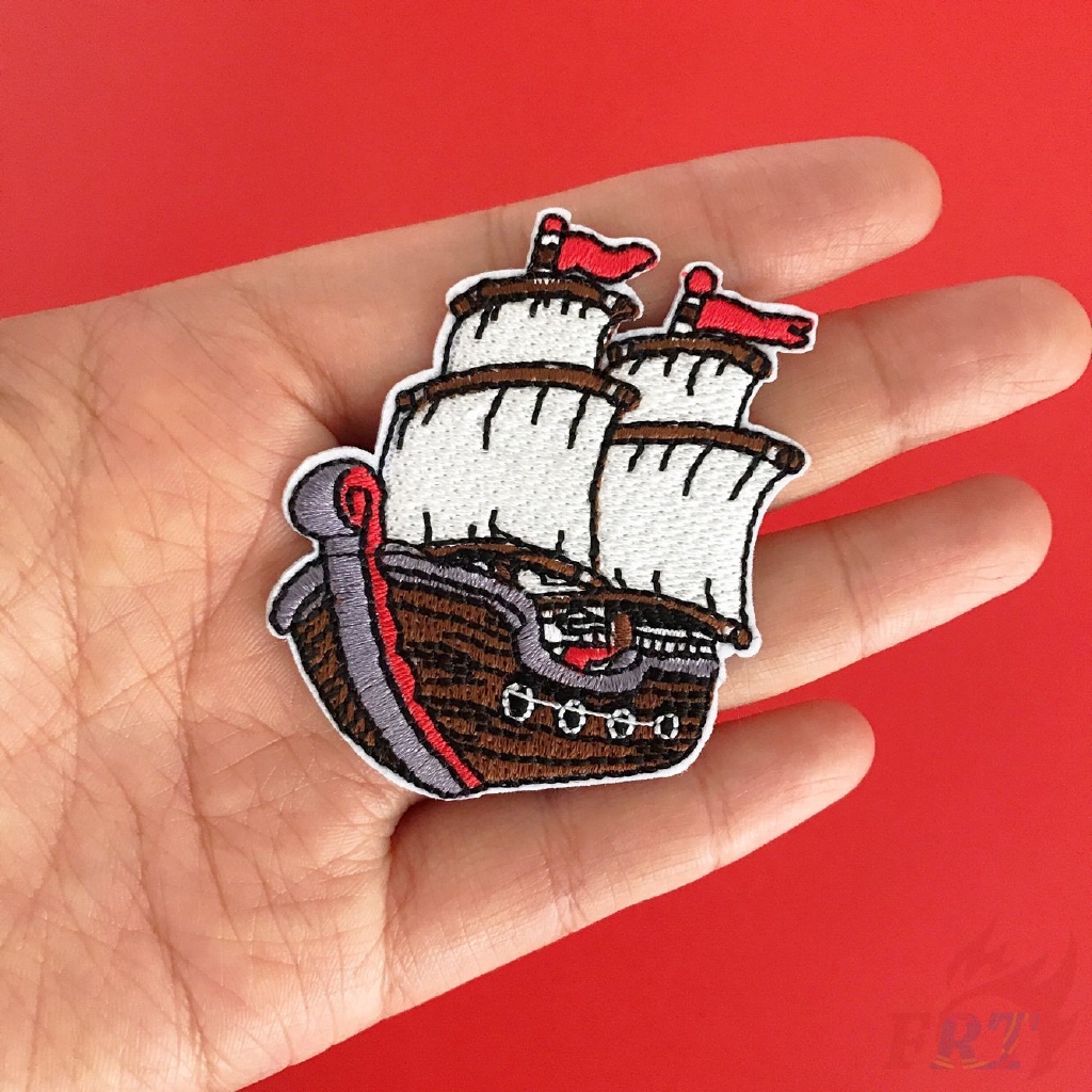 Hình thêu thiết kế hình thuyền buồm xinh xắn trang trí cho vải