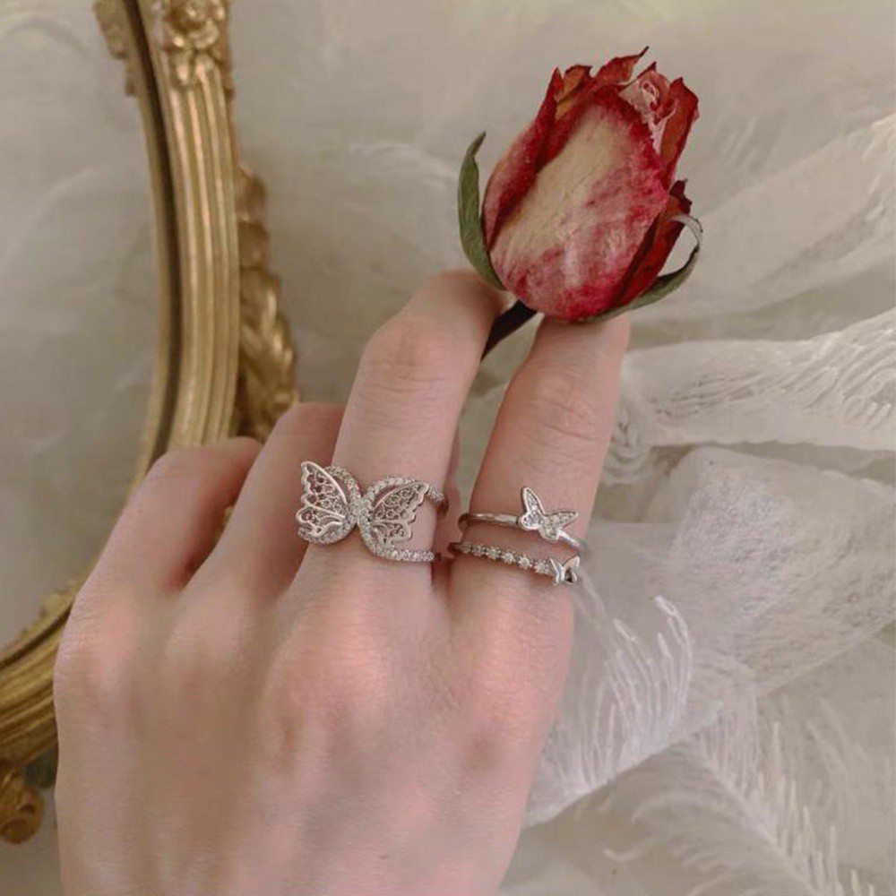 Nhẫn Hình Bướm Thiết Kế Đơn Giản Sang Trọng Có Thể Điều Chỉnh Cho Nữ