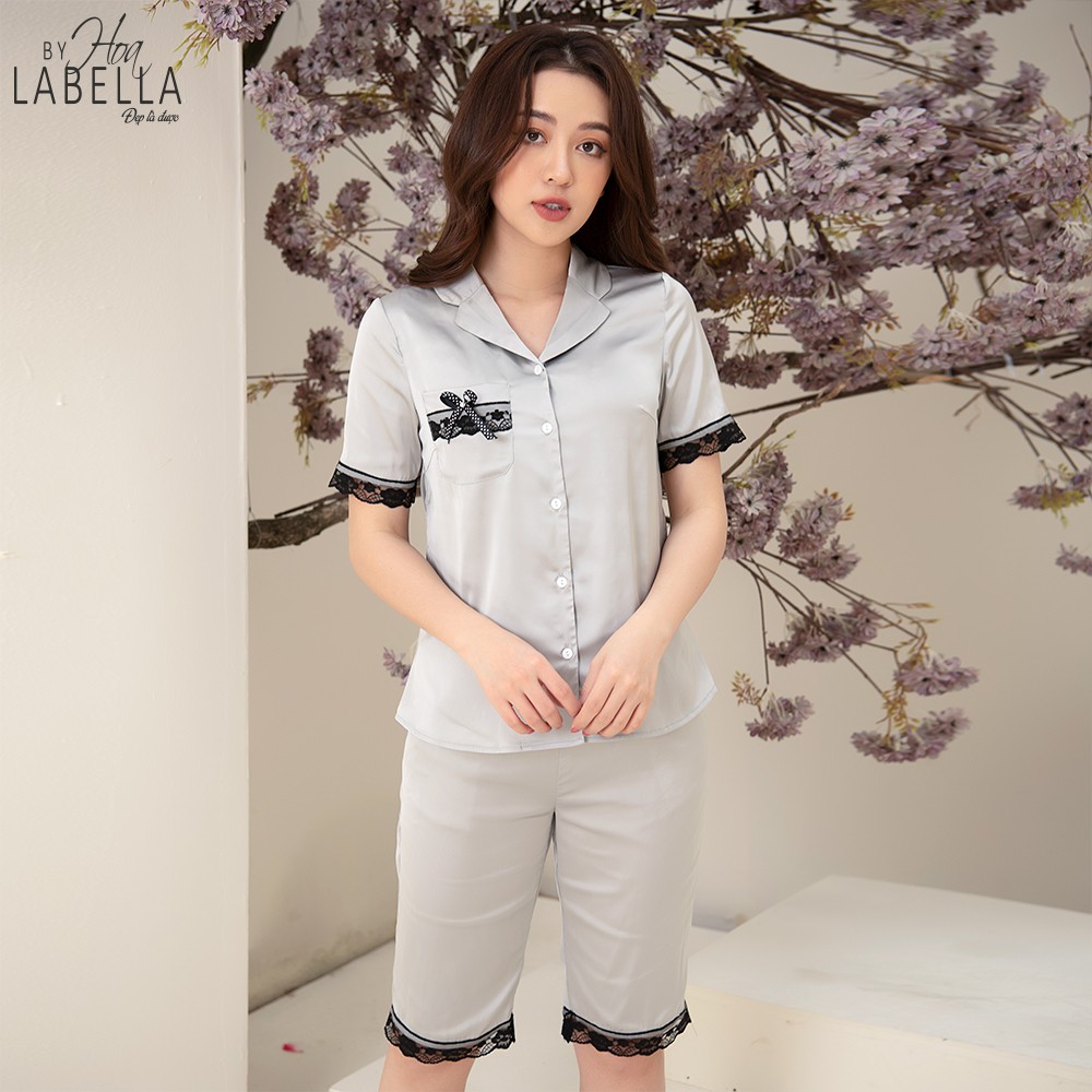 Bộ Đồ Ngủ HOABELLA BN10, Lụa Gấm Mềm Mịn, Phối Ren (BN10)