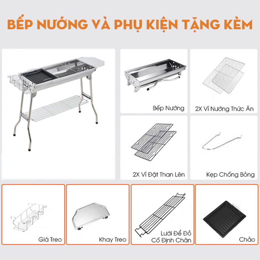 Bếp nướng than hoa không khói tặng kèm vỉ nướng khay nướng chống dính bếp nướng ngoài trời