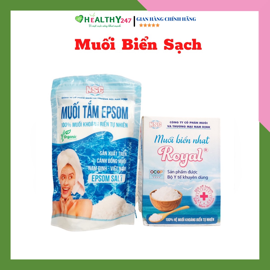 Combo 2 hộp Muối biển nhạt Royal muối Nam Định tốt cho sức khỏe người tiểu đường nên dùng Healthy247