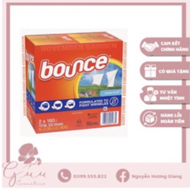 Hộp 160 tờ giấy thơm quần áo Bounce Mỹ
