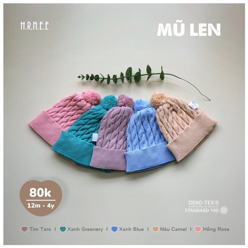 Khăn len, mũ len màu sắc cực xinh Hrnee cho bé