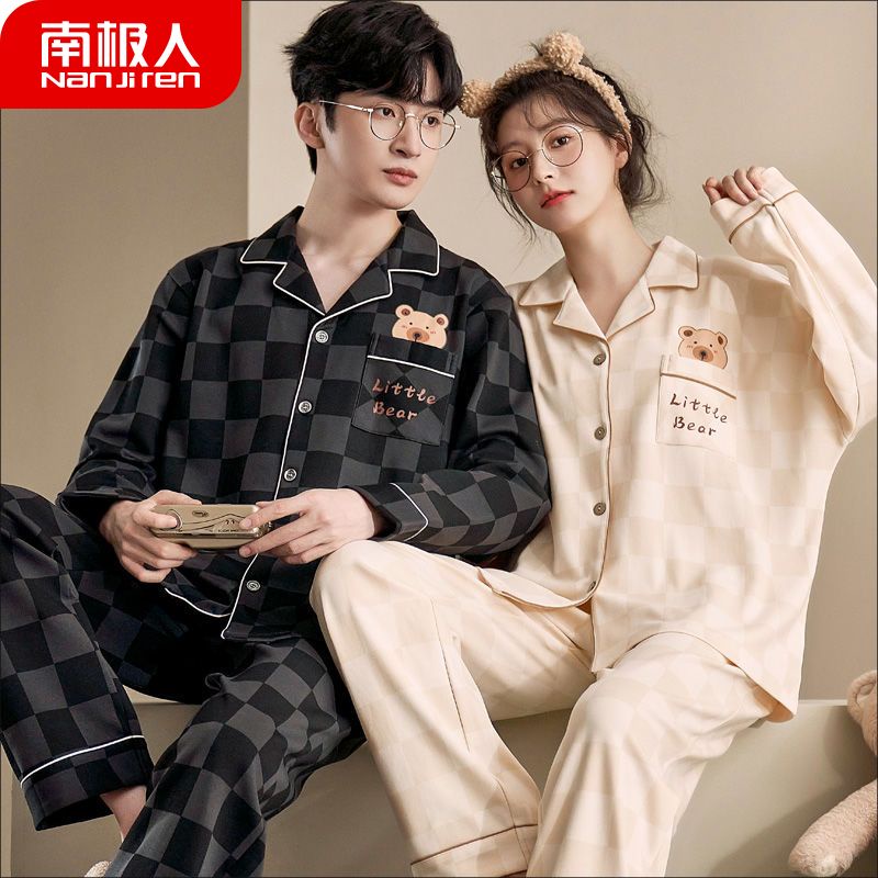 Bộ Đồ Ngủ Tay Dài Vải Cotton In Hoạt Hình Thời Trang Xuân Thu Cho Các Cặp Đô