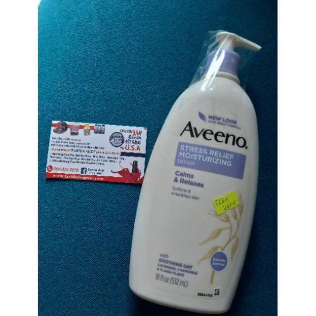 KEM DƯỠNG THỂ THƯ GIÃN AVEENO MẪU MỚI - Aveeno Stress Relief Moisturizing Lotion For 24 Hour Moisturization  532ML TỪ MỸ