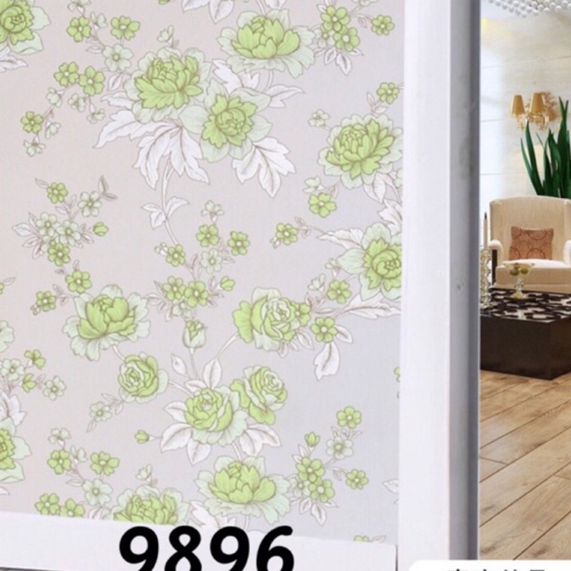 Decal dán kính, giấy dán kính mờ hình hoa nền trắng khổ 90cm (25k/1m) mã 9896