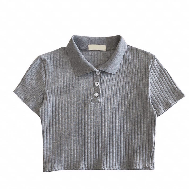 CROPTOP CÓ CỔ DỆT KIM HÀNG CÓ SẴN HÀ NỘI