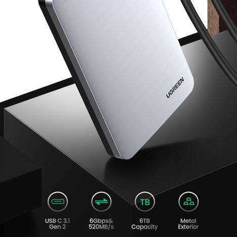 Ugreen Hộp Đựng Ổ Cứng Ngoài HDD 2.5 6Gbps Sata Sang Usb C 3.1 Gen 2