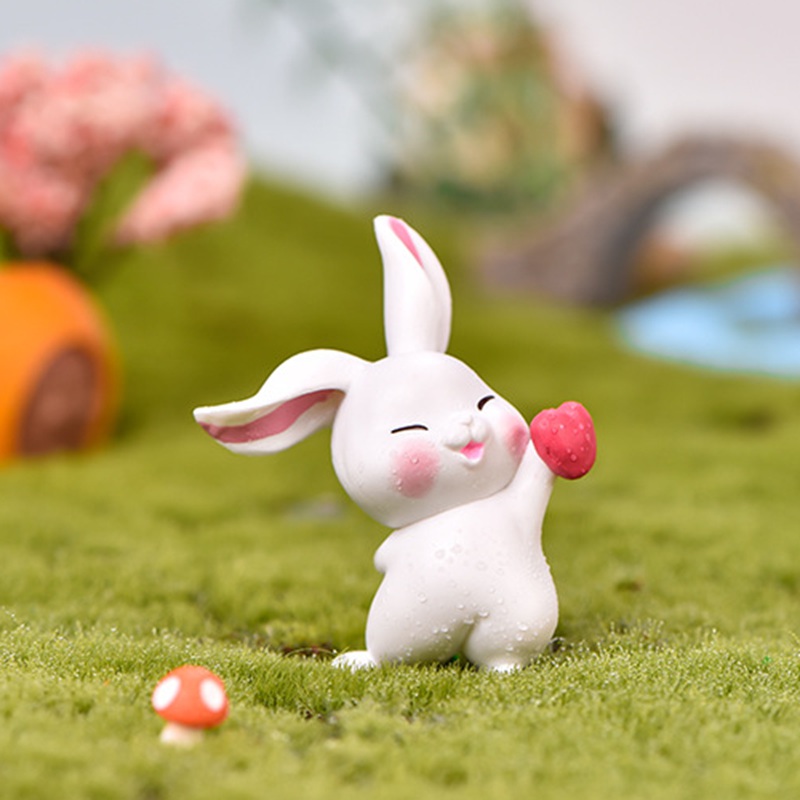 Set 6 mô hình thỏ cầm cà rốt mini dễ thương trang trí vườn