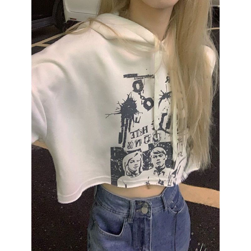 Áo Hoodie Lửng Dài Tay Phong Cách Cổ Điển Dành Cho Nữ