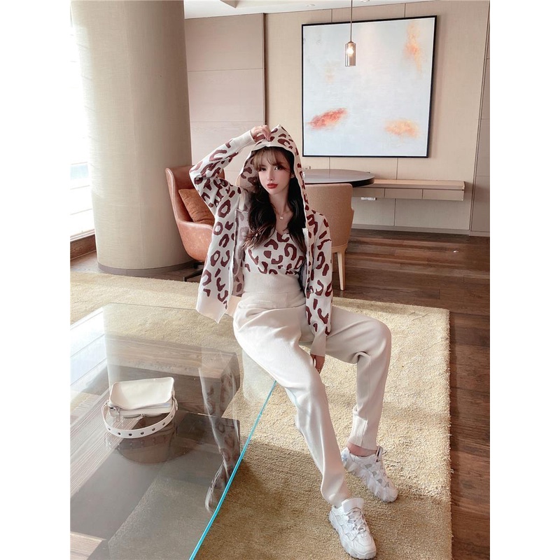 Bộ Áo Khoác Cardigan + Quần Skinny Thời Trang Thu Đông 2022 Cho Nữ