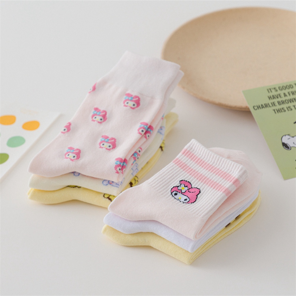 Vớ Thể Thao In Họa Tiết Thỏ/Cún Kuromi Đáng Yêu Phong Cách Hàn Quốc Cho Nữ Sinh