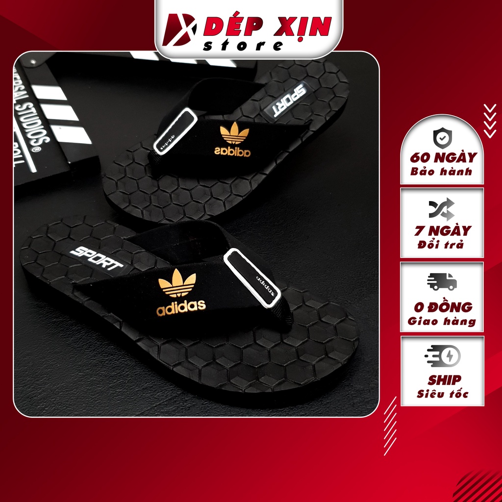 Dép Kẹp ADIDAS Thái Lan cao cấp Đế TPR quai nhung siêu bền nhẹ (Đen)