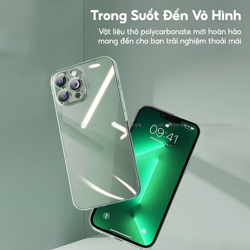 Ốp Lưng Trong Suốt Chống Ố Vàng Memumi Glitter Camshield Mặt Lưng Pc Cứng Chống Trầy Viền Bảo Vệ Camera Cho Ip13 Pro Max