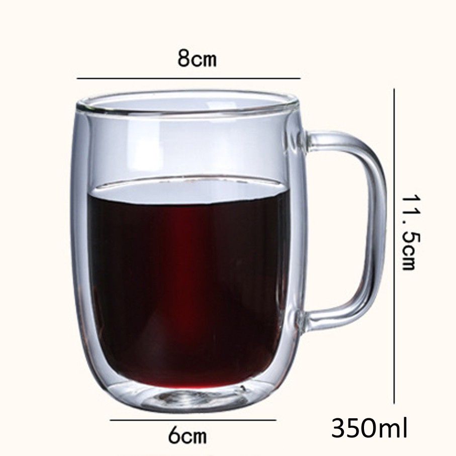 Ly thủy tinh cách nhiệt Borosilicate 2 lớp 350ml