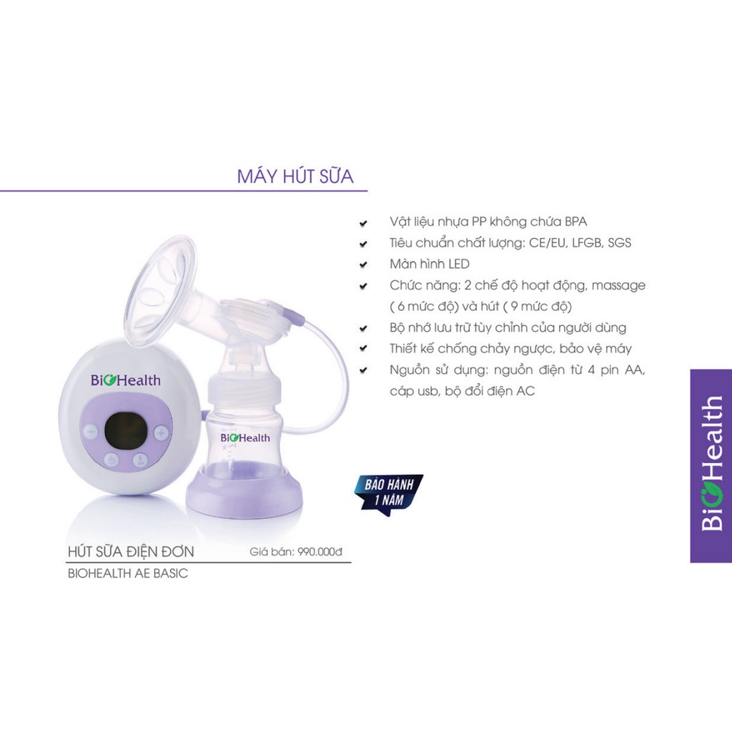 Máy Hút Sữa Điện Đơn 1 Bình AE Basic - Nhựa PP không chứa BPA - An Toàn Cho Mẹ Và Bé