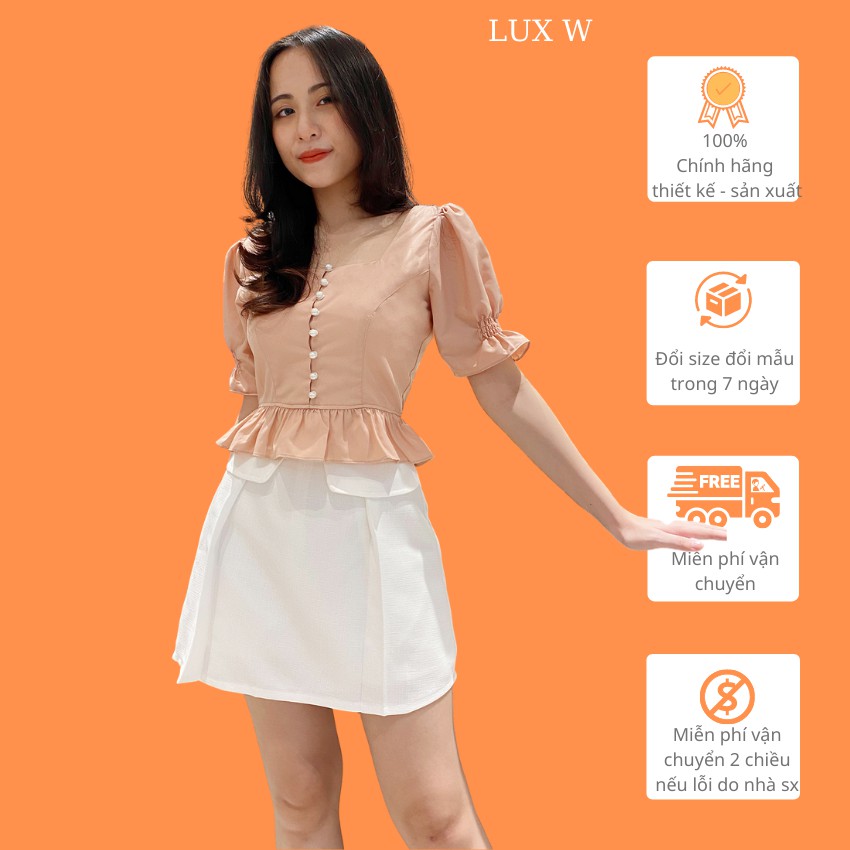 Set chân váy áo đẹp thiết kế thời trang trẻ trung áo cổ vuông chân váy trắng phù hợp đi chơi đi tiệc – Lux W Fashion