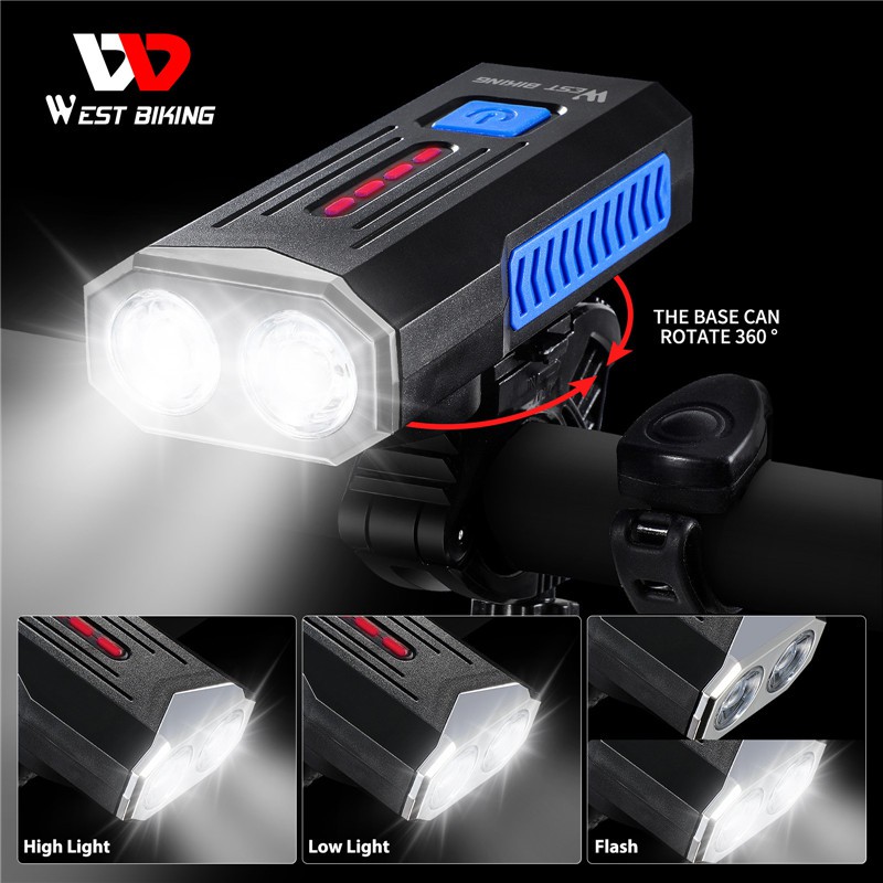 Đèn Xe Đạp WEST BIKING YP0701296 1000 Lumens Có Chuông 140db Có Thể Sạc Lại Qua USB