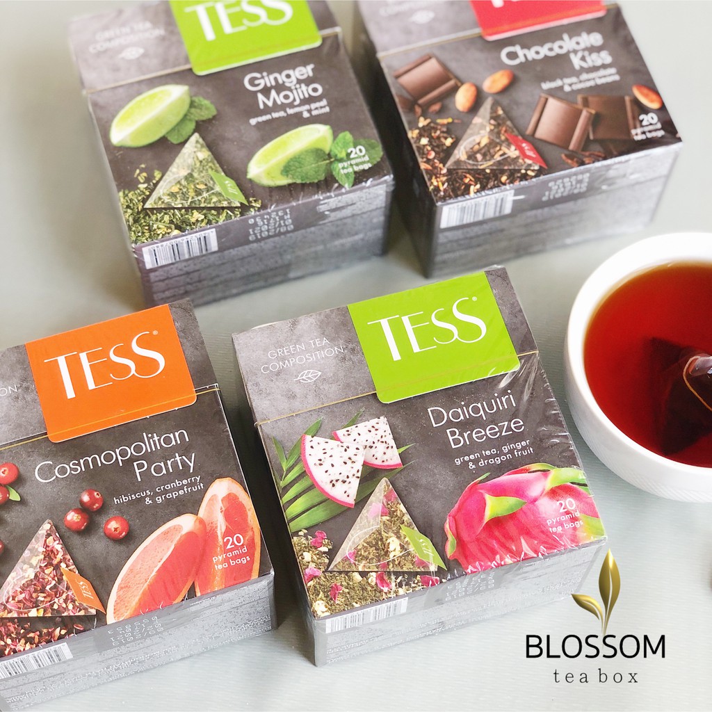 Trà hoa quả Tess - ginger mojito, summer time, bluebery tart, banana split. chocolate kiss