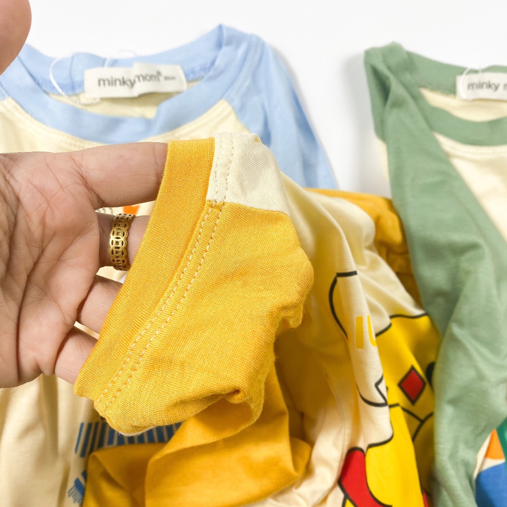 Bộ dài tay thun lạnh cổ tròn in hình động vật đáng yêu cho bé trai và bé gái  8-18kg