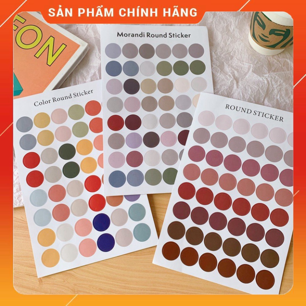Miếng dán sticker tròn trang trí nhiều màu sắc kích thước 16*25cm 48 miếng