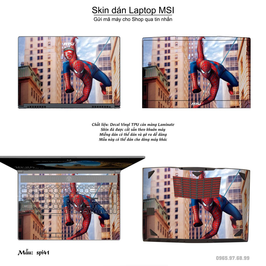 Skin dán Laptop MSI in hình người nhện Spiderman nhiều mẫu 2 (inbox mã máy cho Shop)