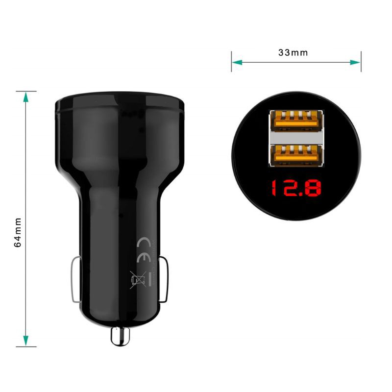 Tẩu sạc 12V/24V 2 cổng USB 3.1A có đèn LED chuyên dụng dành cho gắn xe ô tô