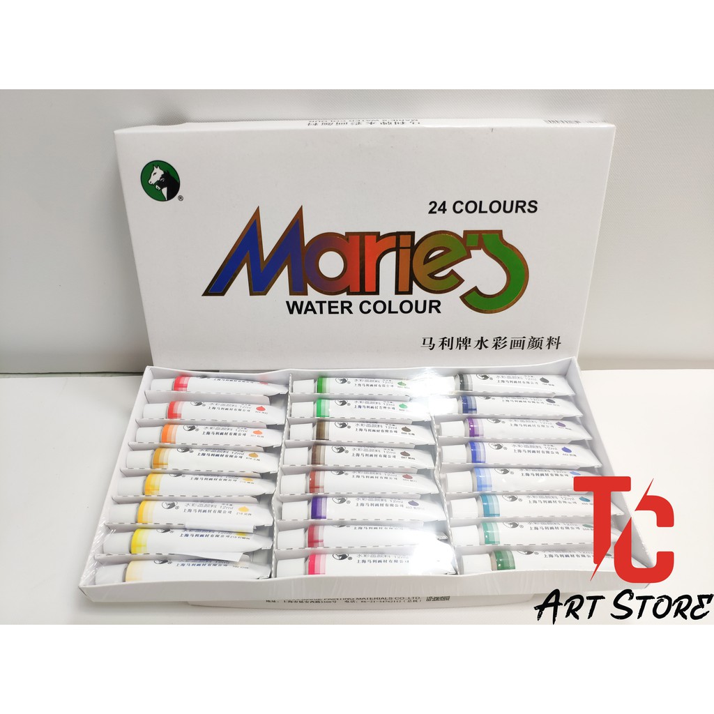 Màu nước Maries hộp 12/18/24/36 màu tuýp 12ml