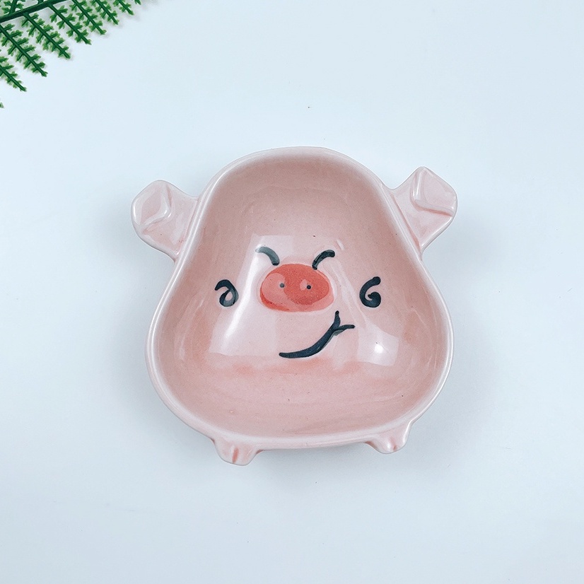 Bát ăn dặm cho bé hình lợn nhiều màu sắc xinh xắn đáng yêu dung tích 90ml, Đĩa đựng gia vị chấm nhà bếp cực đáng yêu