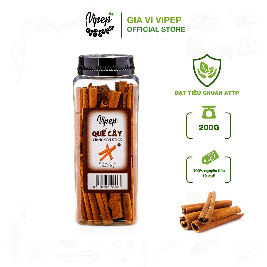 Quế Thanh cạo vỏ Vipep thượng hạng 200g giúp tăng lưu thông huyết, tăng cường hô hấp, 100% nguyên liệu sạch