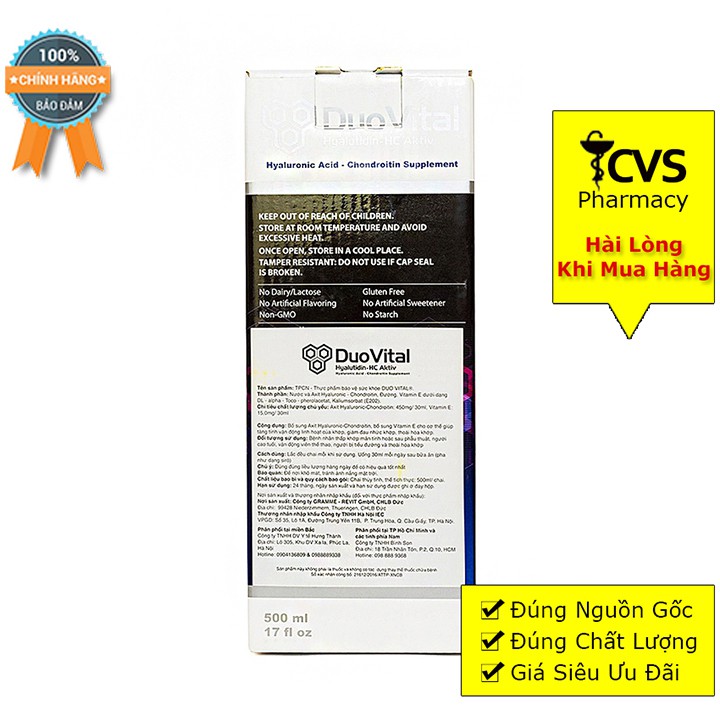DuoVital Tái Tạo Và Nuôi Dưỡng Sụn Khớp của Đức - Duo Vital Hộp 1 Chai 500ml