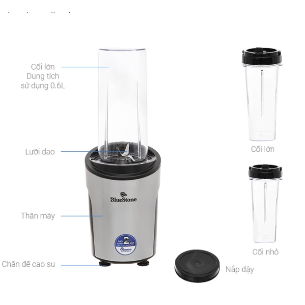 [Mã ELHAMS5 giảm 6% đơn 300K] Máy xay sinh tố BlueStone personal blender BLB-5310 Kèm 3 Cối Xay - Công suất 450w