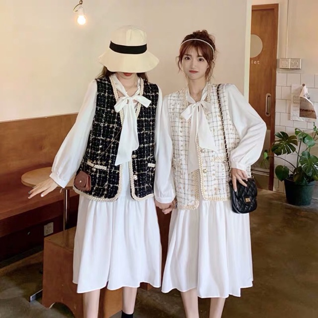 Set đầm badydoll và áo khoác dạ