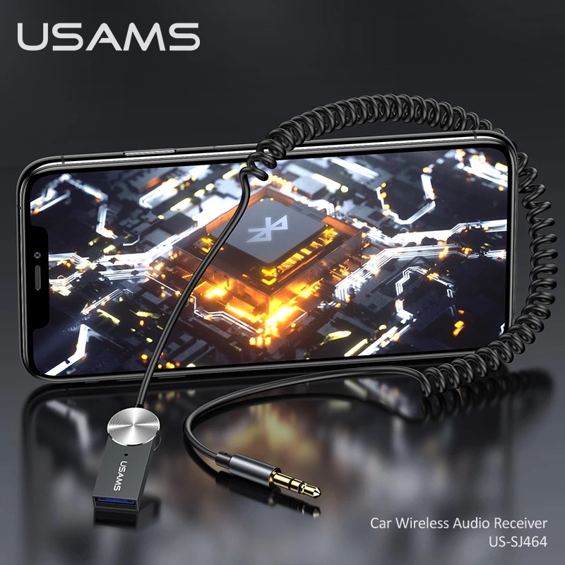 Usams Thiết Bị Nhận Tín Hiệu Bluetooth 5.0 Kèm Dây Cáp Âm Thanh 3.5mm Cho Loa Xe Ô Tô