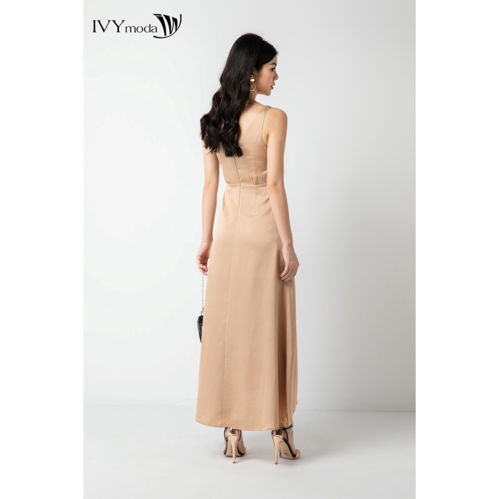 Đầm lụa nữ cổ tim IVY moda MS 41M6679