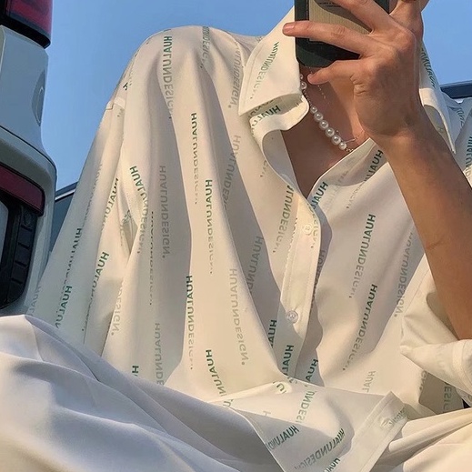 Áo Sơ Mi Nam Dài Tay Họa Tiết Hoa Văn High Quality Shirt For Men And Women Unisex Wide Korean Ice Silk Satin Tops