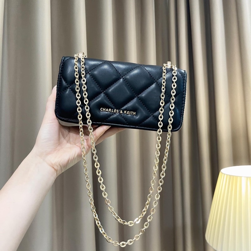 Túi Đeo Vai CNK Vân Ô Trám Dây Xích Vàng Phong Cách Hàn Quốc WD222