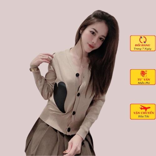 Áo cardigan len nữ dáng ngắn họa tiết tim công sở ulzzang Hàn Quốc mùa thu đông