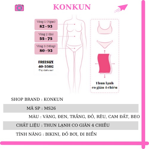 Bikini 2 mảnh tam giác sexy nhiều màu KONKUN MS26